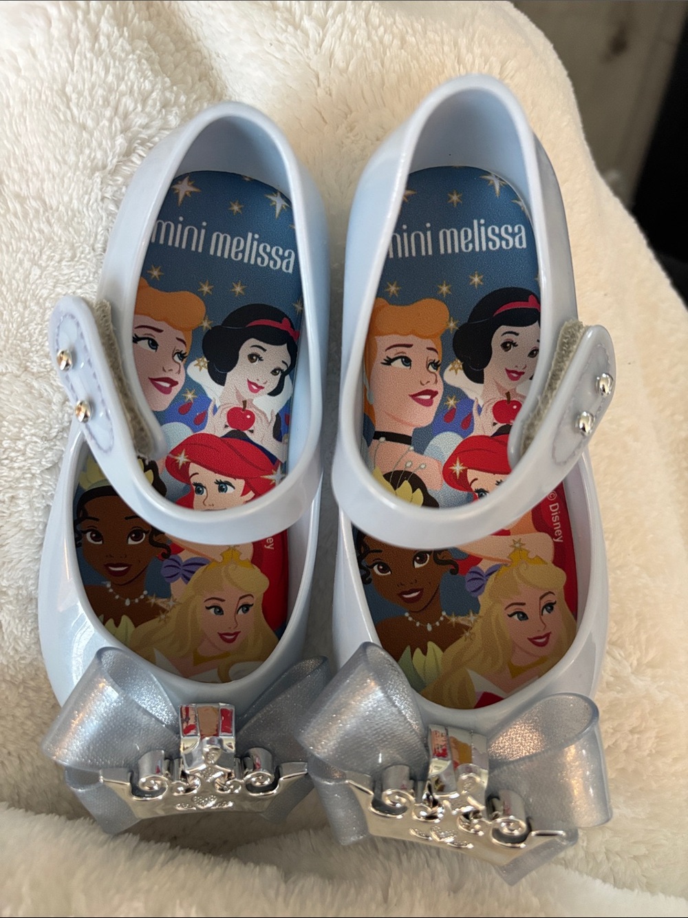 Mini Melissa Pale Blue Shiny Princess Bow Mary Janes